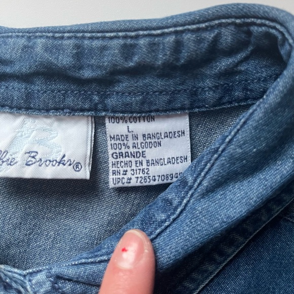 Vintage Bobbie Brooks Denim Short Sleeve - Embroidered Flowers - Size Large - Picture 11 of 14